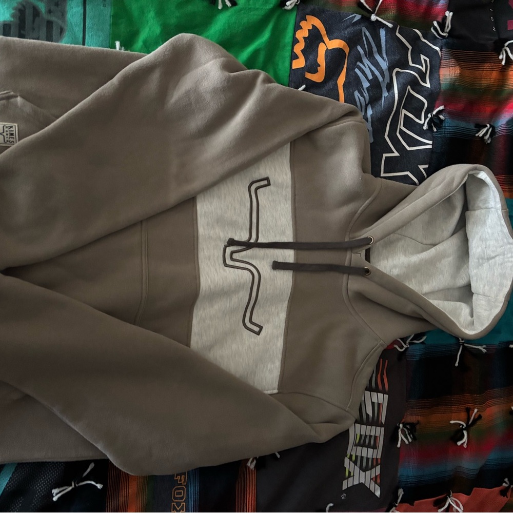 Gray and Tan Hoodie with Logo
